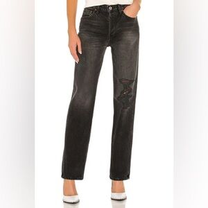 Re/Done High Rise Loose Denim Straight Jeans Size 25 in Worn In Black
